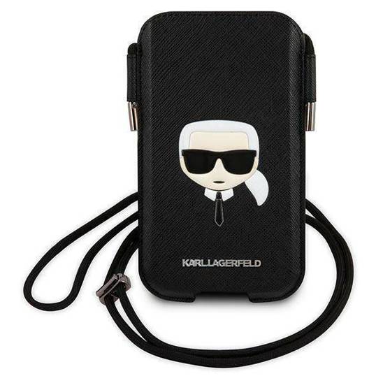 Torebka Karl Lagerfeld 6,1" Hardcase Saffiano Ikonik Karl`s Head (KLHCP12MOPHKHK) czarne