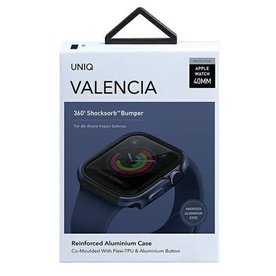 UNIQ etui Valencia Apple Watch Series 4/5/6/SE 40mm. niebieski/atlantic blue
