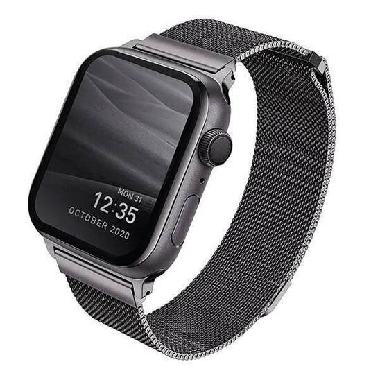 UNIQ pasek Dante Apple Watch Series 4/5/6/7/SE 44/45mm. Stainless Steel grafitowy/graphite