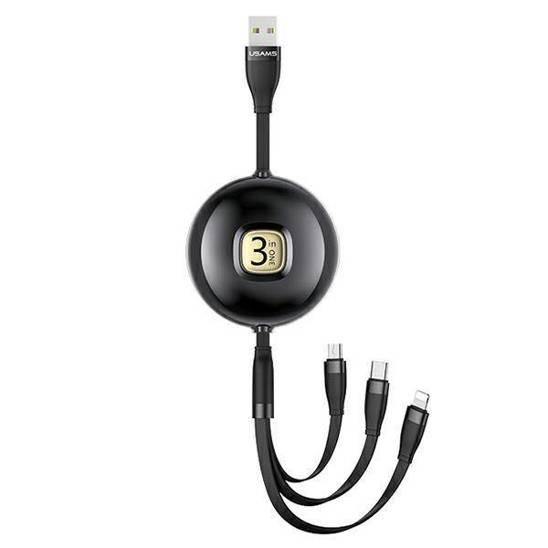 USAMS Kabel U69 3w1 1m czarny/black (lightning/microUSB/USB-C) SJ508USB01 (US-SJ508)
