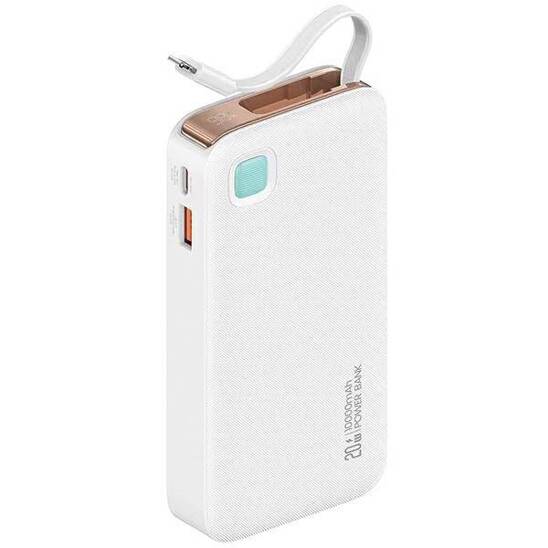 USAMS Powerbank ze zwijanym kablem Retractable Lightning 10000 mAh PD 20W Fast Charge XY Series biały/white 10KCD22502 (US-CD225)