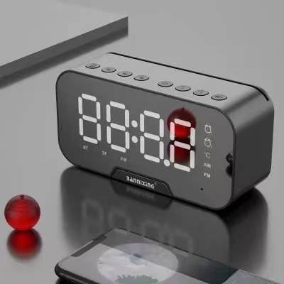 Zegar Lustrzany Led Głośnik Bluetooth 5.0 Radio FM Termometr Budzik Mikrofon D-88 czarny